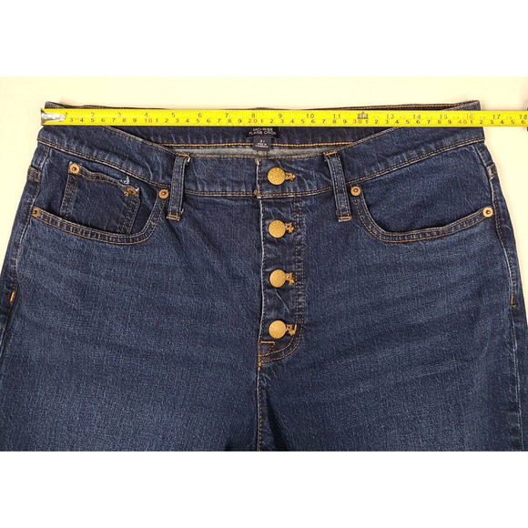 J Crew Jeans Wide Leg Size 31 Mid Rise Flare Crop Button Fly Dark Blue BJ825 - Picture 9 of 12